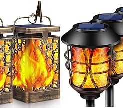 TomCare Solar Flickering Flame Torches for Garden Patio Outdoor Use