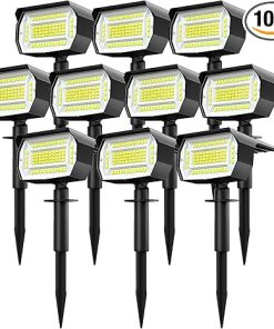 Solar Spot Lights Outdoor 10 Pack 72 LED 3 Modes Waterproof Lights