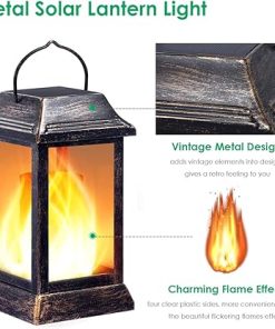 Outdoor Solar Flickering Flame Lanterns Heavy Duty LED 2 Pack 2