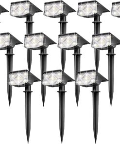 Solar Spot Lights Outdoor IP66, 12 Pack LED Auto On/Off Garden Lights