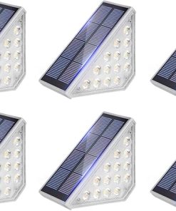 Solar LED Stair Lights 6-Pack Outdoor Waterproof Step Lighting