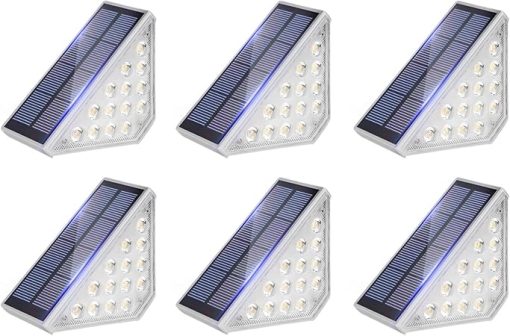 Solar LED Stair Lights 6-Pack Outdoor Waterproof Step Lighting