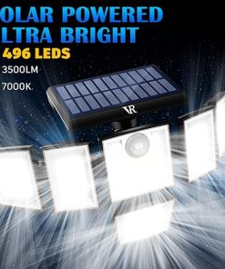 Solar Flood Lights Outdoor 496LEDs 3500LM 6 Heads IP65 Security 2 Pack 2