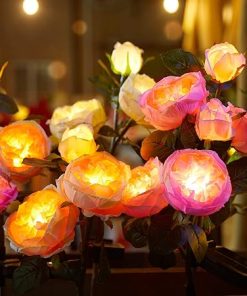 Brightown Solar Garden Lights – 4 Pack Rose Flowers for Outdoor Decor