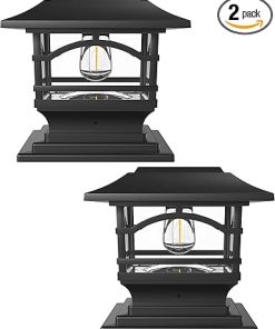 Davinci Edison Solar Post Cap Lights for Fence Deck Garden – 2 Pack