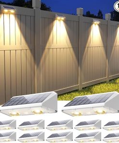 Solar Powered Fence Lights 12 Pack IP64 Waterproof RGB Color Glow