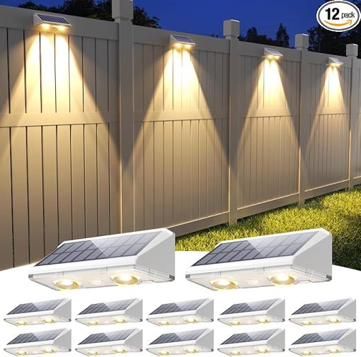 Solar Powered Fence Lights 12 Pack IP64 Waterproof RGB Color Glow