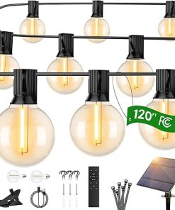 OHLUX 120FT Solar String Lights with Remote for Outdoor Parties