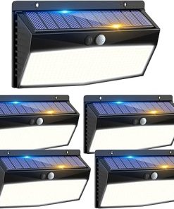 5 Pack Solar Fence Lights Outdoor Motion Sensor LED Security Lights