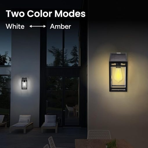 Outdoor Solar LED Wall Lantern with Edison Bulb Waterproof IP65 - Image 2