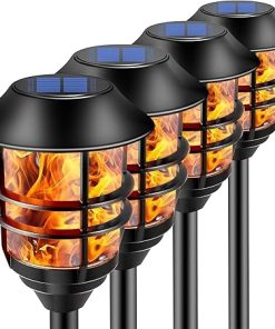 ZOOHAR Extra-Tall Solar Torches 4-Pack Waterproof Outdoor Lights
