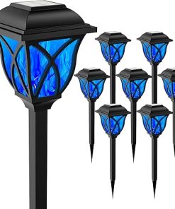 Outdoor Solar Lights 8 Pack Waterproof Flickering Flame Decor