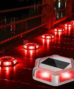 Red Solar Dock Lights 12 Pack Waterproof LED Lighting for Outdoors