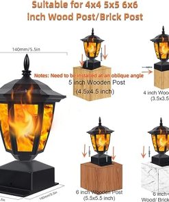 Solar Flame Post Lights Outdoor Waterproof LED Lanterns for Gardens 2