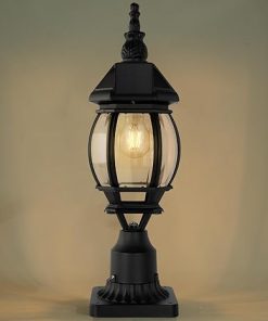 LUTEC Solar Post Light with Pier Mount Base Waterproof Black Lamp
