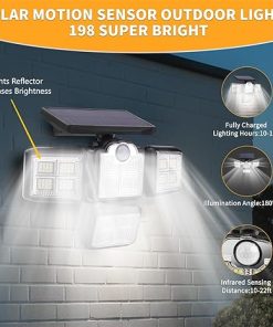 Solar Motion Sensor Outdoor Light 4 Heads Waterproof 270° Wide Angle 2