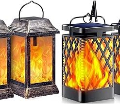TomCare Solar Lanterns Outdoor Flickering Flame Lights for Garden