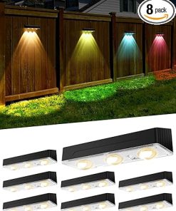 2025 Solar Fence Lights 8 Pack 3000K-6000K Waterproof Auto On/Off