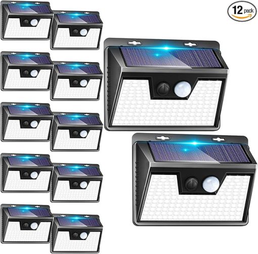 Nipify Solar Outdoor Motion Sensor Lights 140 LED 12 Pack Waterproof