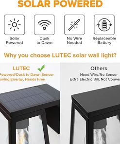 LUTEC 2 Pack Solar Porch Light Waterproof Outdoor Wall Lights Fixture 2