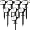 T-SUN Solar Fence Post Cap Lights 12 Pack – Outdoor Waterproof Solar Powered Deck Post Lights for 3.5×3.5 4×4 5.5×5.5 6×6 Vinyl/Wooden Posts – Warm/Cool White Modes for Porch,Yard,Walkway,Gate 3