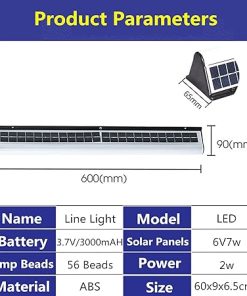 60cm Solar LED Wall Lamp IP65 Waterproof Outdoor Light for Patio 2