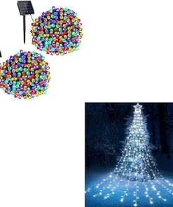Solar Christmas String Lights 2 Packs 72ft 200 LED Outdoor Decor