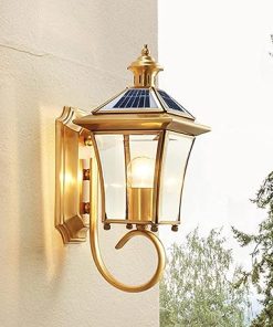Antique Solar Lanterns for Outdoor Garden Rustic Brass Wall Lamp Waterproof 2