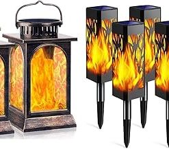 TomCare Solar Lights Flickering Flame Heavy Duty Waterproof Outdoor Decor