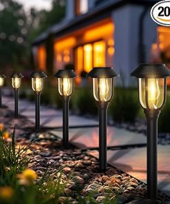 20 Pack Solar Lights Outdoor Waterproof Auto On Off Garden Pathway