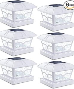 SIEDiNLAR Solar Post Cap Lights 6 Pack 8 LEDs for Outdoor Decor