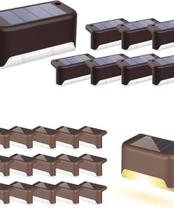 Solar Deck Lights 16 Pack and Solar Fence Lights for Outdoor Use