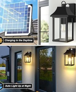 2 Pack Solar Porch Lights Outdoor with Motion Sensor and Replaceable Battery 2