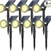 8 Pack Solar Spot Lights for Outdoor Yard with 4 Lighting Modes
