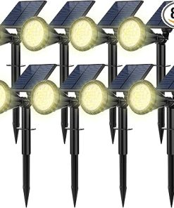 8 Pack Solar Spot Lights for Outdoor Yard with 4 Lighting Modes