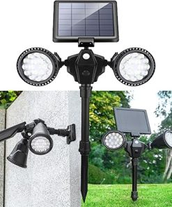 Bright 1400-Lumen Solar Outdoor Spotlights with Motion Sensor Lighting