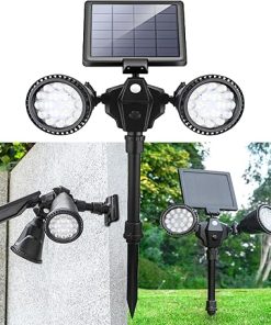 Outdoor Solar Spotlights with Motion Sensor and 1400 Lumens Brightness