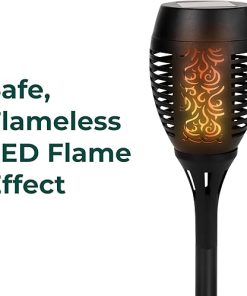 Solar Tiki Torch LED Flame Lights for Outdoor Garden 4-Pack 2