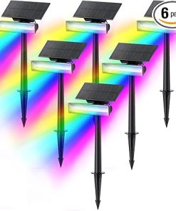 Consciot Solar Spot Lights 54 LEDs Multicolor Waterproof Outdoor 6 Pack