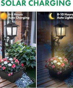 Outdoor Flower Pots and Solar Lamp Post Lights for Patio and Lawn 2