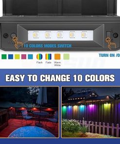 Outdoor Solar Fence Lights 12-Pack Waterproof LED Color Glow 1800mAh 2