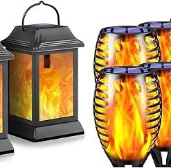 TomCare Solar Flickering Flame Torch Lights for Garden Patio Yard