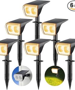 Outdoor Waterproof Solar Spot Lights 24 LED Adjustable 6 Pack