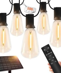 100 FT Solar String Lights Waterproof with Remote and USB Port