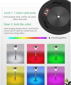 Outdoor Solar Pathway Lights 2 Pack Waterproof Stainless Steel 7 Color 2