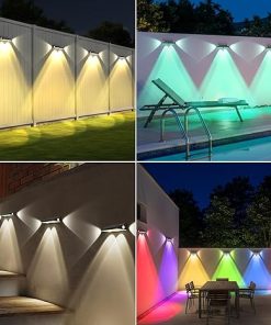 Outdoor Solar Lights 10 RGBCW Modes IP65 Waterproof LED Fence Lights 2