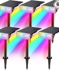 Barrina Solar Spot Lights 24 LEDs RGB Color Changing Waterproof 6 Pack