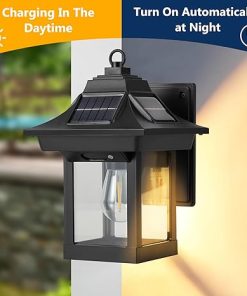Solar Wall Lantern Lights 2 Pack Wireless LED Motion Sensor Outdoor 2