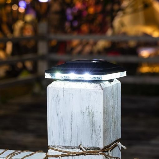 Solar Post Cap Lights for 4x4 and 5x5 Wooden Fence Posts, 8pk - Image 2
