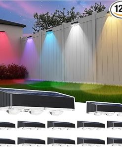 Solar Fence Lights Outdoor 12 Pack Waterproof High Brightness LED